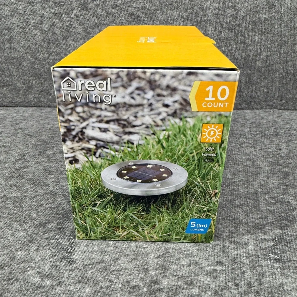 Real Living 10 Count LED‎ Solar Powered Disc Lights Rechargeable Outdoor Garden